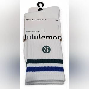 Lululemon Daily Essential Crew Socks. Unisex- Medium, Blue/Green 1 Pair, New
